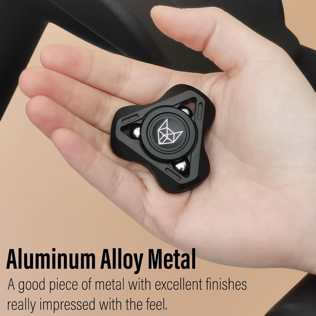 Fox Tri 1.8'' Fidget Spinner with Steel Beads, Luminous Metal Spinners Toy, Premium Bearing 2~4Min, Autism Sensory ADHD Anxiety Focus Meditation