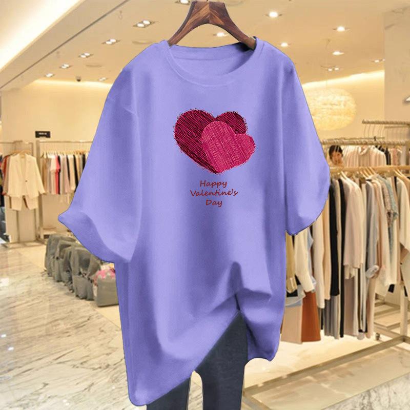 Pure cotton new t-shirt women's summer love pattern printing loose casual design bottoming shirt short sleeve isn't top