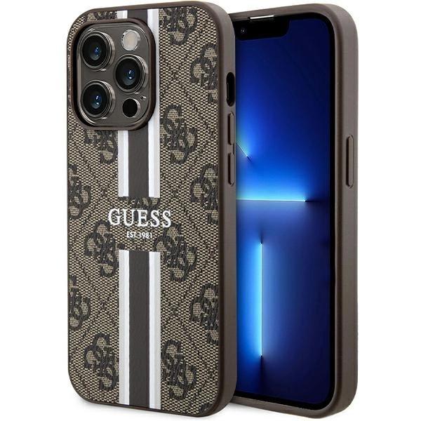 Guess Guhmp15Lp4Rpsw Iphone 15 Pro 6.1 Brązowy/Brown Hardcase 4G Printed Stripes Magsafe