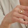 Geometric Hollow Simulated-pearl Ring for Women Silver Simple Line Open Rings Jewelry Accessory