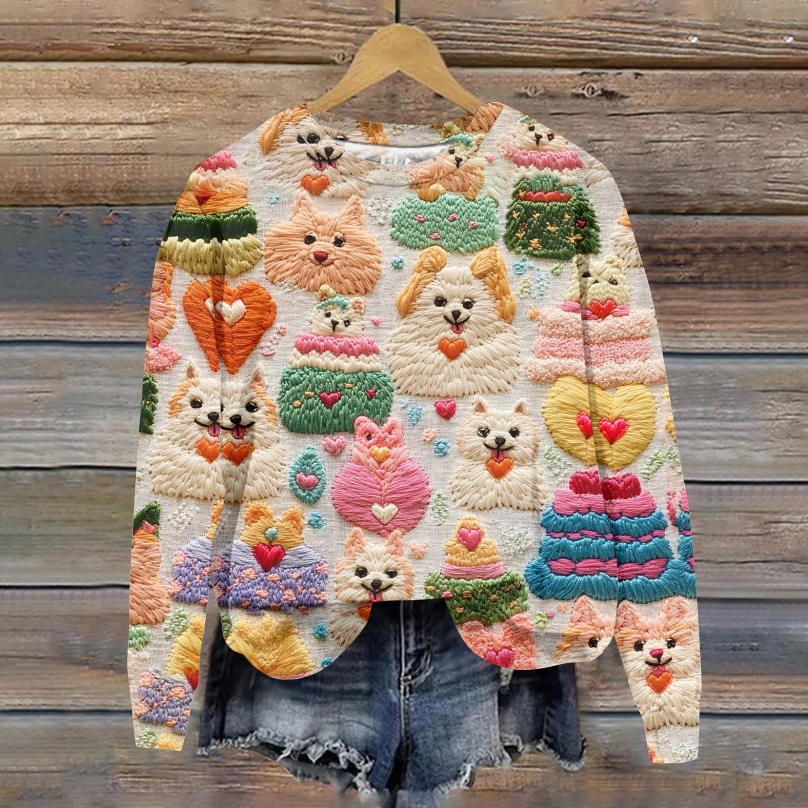 

Женская свободная повседневная толстовка с круглым вырезом и длинными рукавами на День святого Валентина, модный топ с длинными рукавами L бежевый