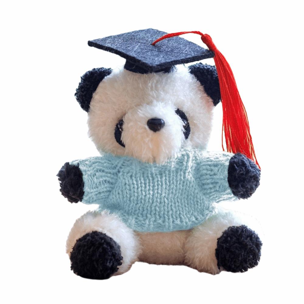 10cm Stuffed Panda Pendant Toy Soft Doctor Hat Panda Doll Gift Plush Panda Ornaments  Students Gift синий
