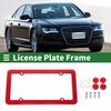 Car Front Rear License Plate Frame Stainless Steel 4 Hole Red 1Set
