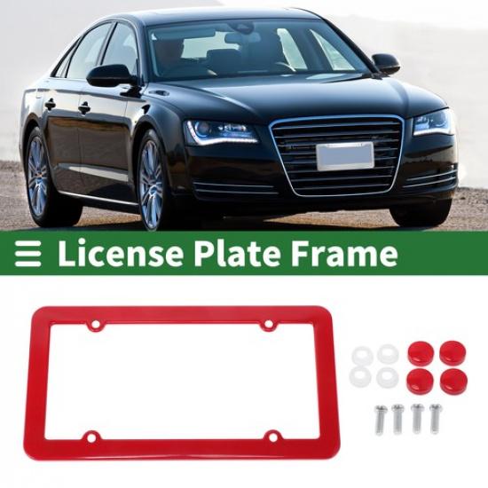 Рамка для номерного знака автомобиля передняя задняя из нержавеющей стали, 4 отверстия, красная, 1 комплект