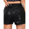 Solid Color Sequin Straight Leg Shorts Pure Color Sequins Plus Size Straight Shorts Female