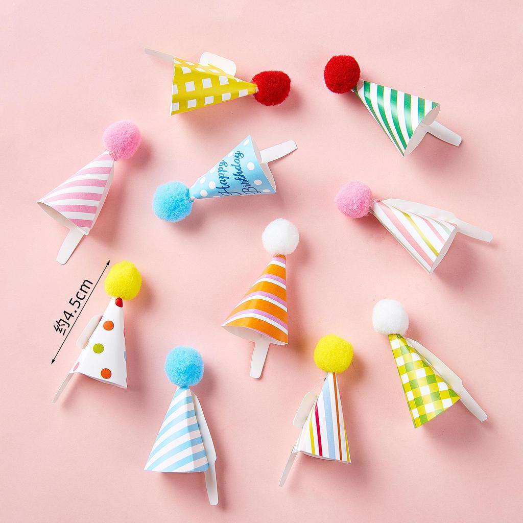 Mini Birthday Hat & Banner Cake Decorations - Internet Celebrity Style Baking Accessories