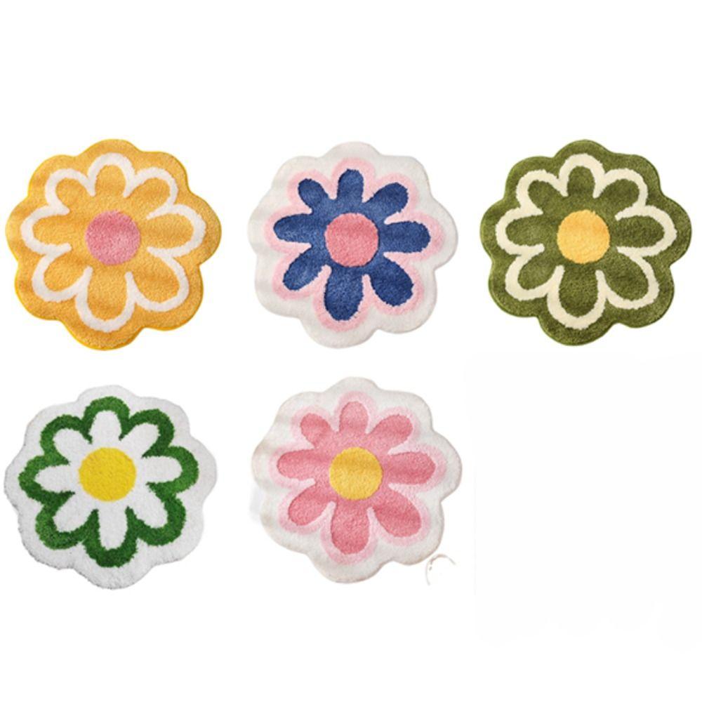 Round Floor Mat Anti-slip Rug Creative Flower Shaped Carpet  Bedside