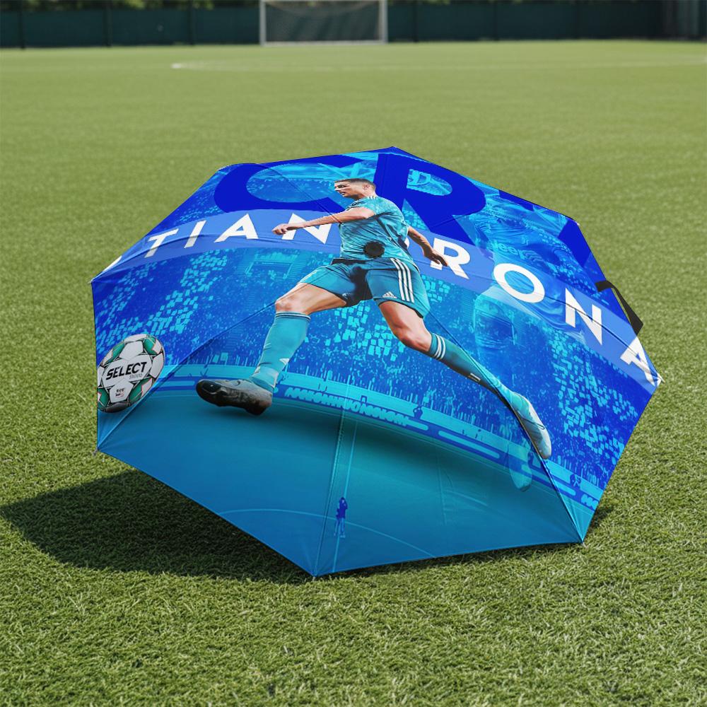 1 PC Automatic Folding Umbrella-Ronaldo Pattern, Portable & Foldable Design with 8 Ribs, Christmas Birthday Gifts