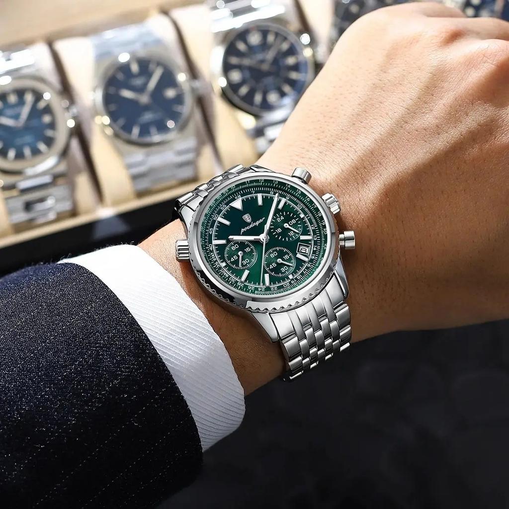 Top-Marke POEDAGAR 960 Luxus-Uhr für Herren Sport Quarz Edelstahluhren Leuchtendes Chronographen-Herren-Wasserdichte Uhr