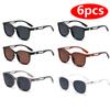 6pcs Cat Eye Oval Sunshade Sunglasses Women Sets Shades Luxury Minimalist Leopard Pattern Design Retro Eyeglasses UV400