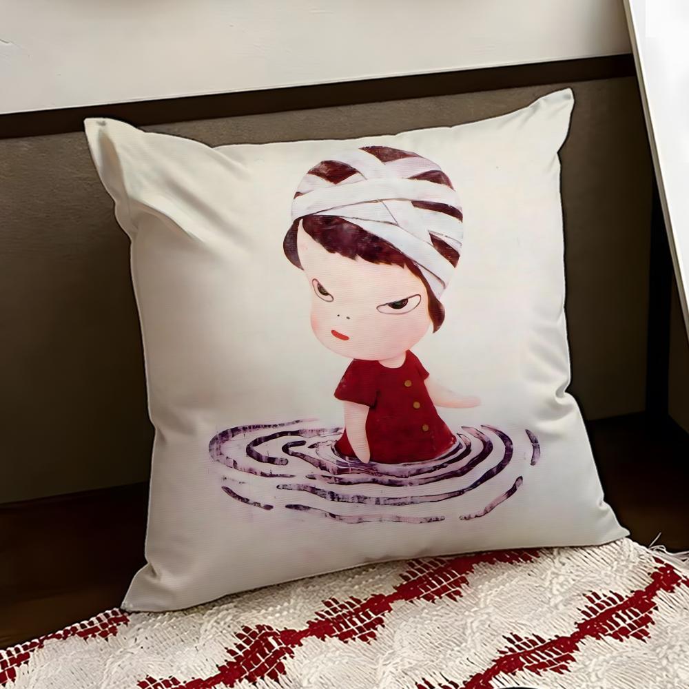 YYoshitomo Nara Art Cushion Cover Reversible Soft Durable Pillow Cover Home  Car MultiScene Use for Daily Comfort