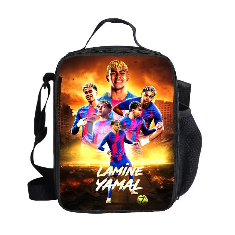 Borse Pranzo L-Lamin Yamal Sacchetti Conservazione Cibo Borsa Termica Stella del Calcio Contenitore Pranzo Isolato Borsa a Tote Anti-perdita Scatola Pranzo