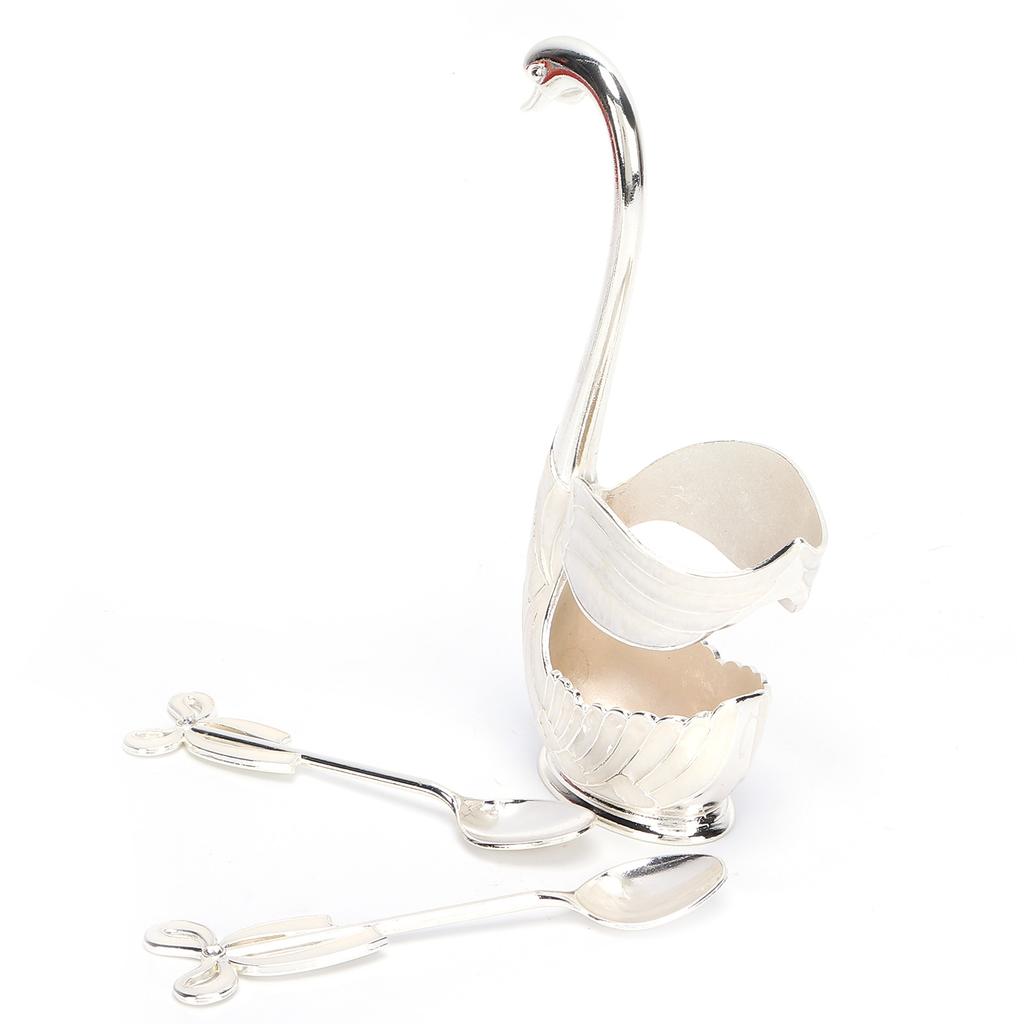 EU Style Coffee Tableware Fruit Dessert Cute with Swan Base Zinc Alloy for Drink Tea Gift