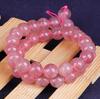 Strawberry Quartz Round Spacer Beads, Natural Pink Stone Loose Beads for DIY Bracelet Making
