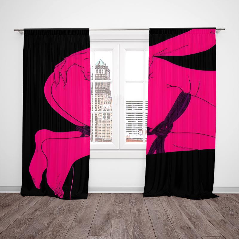 2 st - Alla hjärtans dag karaktärstryck - Tryckt gardin - Polyestermaterial - Lämplig för sovrum, vardagsrum, arbetsrum,