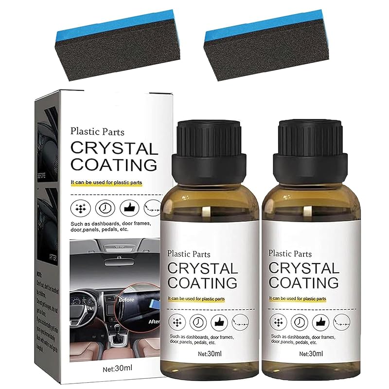 Crystal Coat Reviver, Crystal Coating for Car Plastic Parts, Car Interior Plastics Restorer, Long Duration Refurbish Agent with Spong (3Pcs)