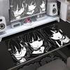Anime Girl Non-Slip Mouse Pad Large Gaming Mousepad Keyboard Pad Laptop Computer Desk Pad Black White Extended Mouse Mat Carpet