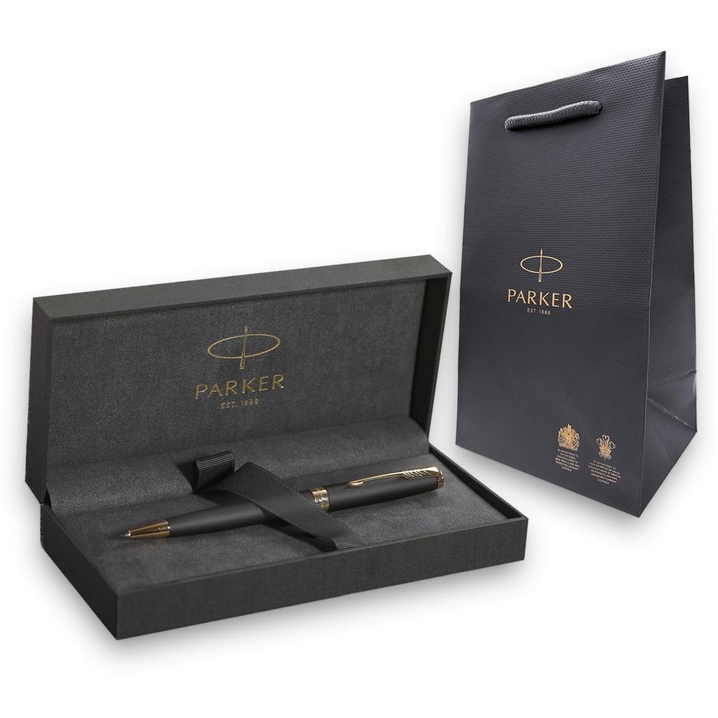 PARKER Sonnet Matte Black GT Ballpoint Medium Comes In a Gift Box with Shopping Luxury Official Product 1950876 Pen, Nib, Oil-Based Ink, Bag, Gift,