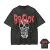 ONE PIECE Brooke Skull Vintage Washed TShirt King of Souls Old Loose Diablo Anime Street Short Sleeve Mens and Womens Top