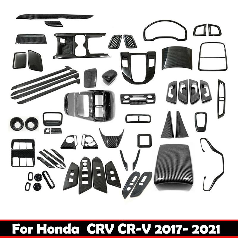 For Honda CRV CR-V C-RV 2017- ABS Carbonfiber Armrest  Window Swtich Cover Gear Shift Panle Air Outlet Steering Wheel Cover