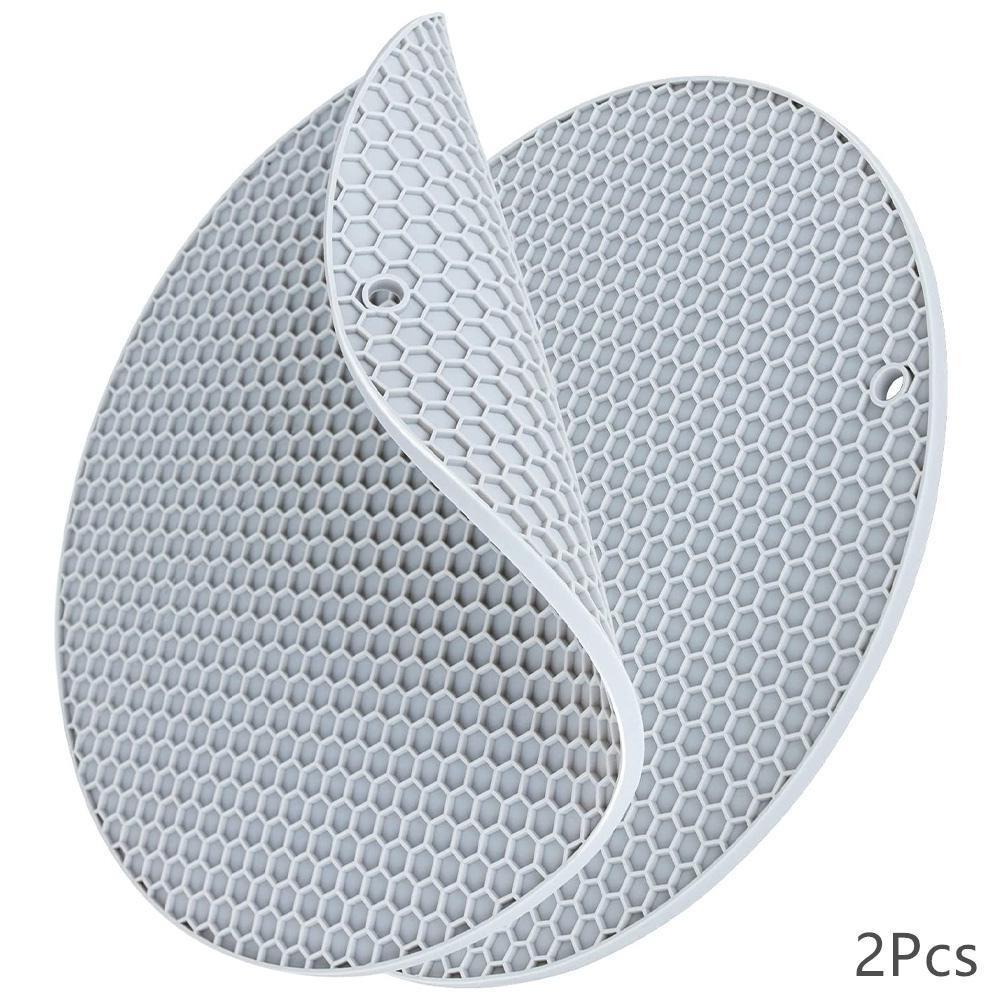 

2шт/комплект силиконовых ковриков, термостойкие гибкие держатели для горячих горшков, подставки под горячее, коврик для микроволновой печи, нескользящий коврик для сушки 2Pcs/Set серый