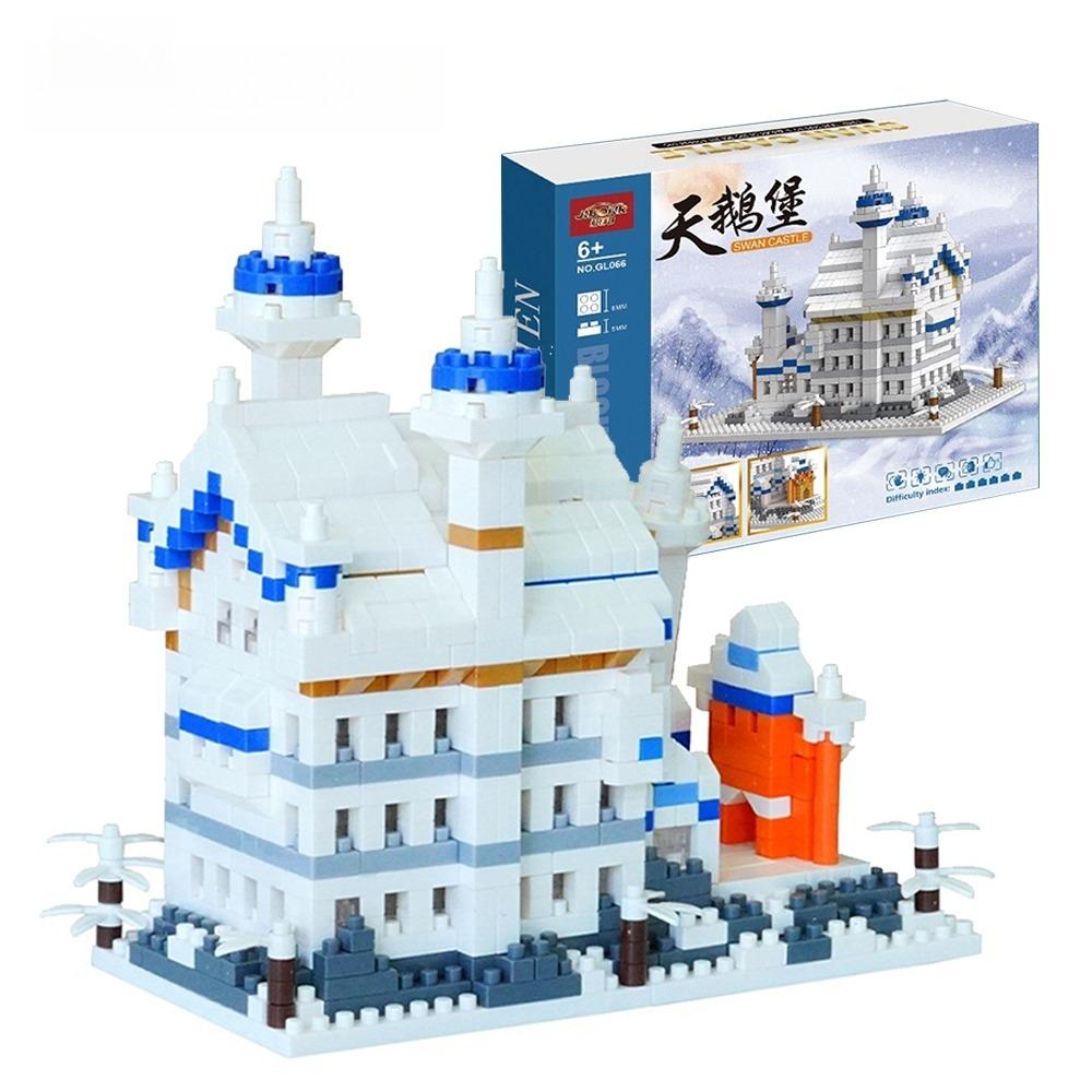 Construction-Set Design Swan Castle High-Standard Construction-Set Building-Bricks Tiny Scale High-Standard Building-Bricks Superior-Grade