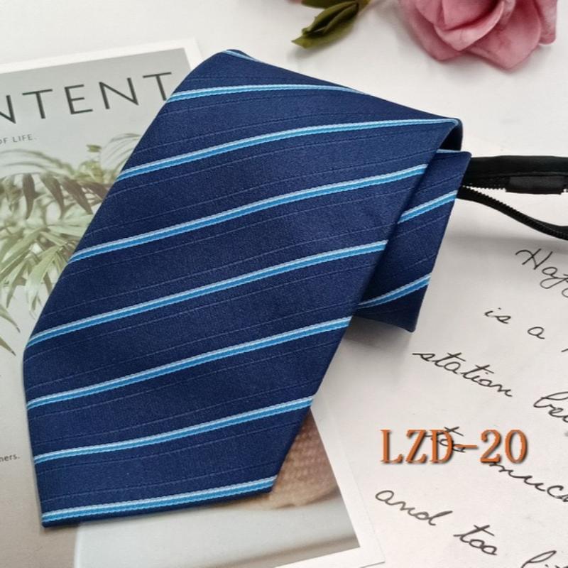 Men's Formal Business Tie with 8cm Zipper, Striped Black Tie, No Knotting Required.
