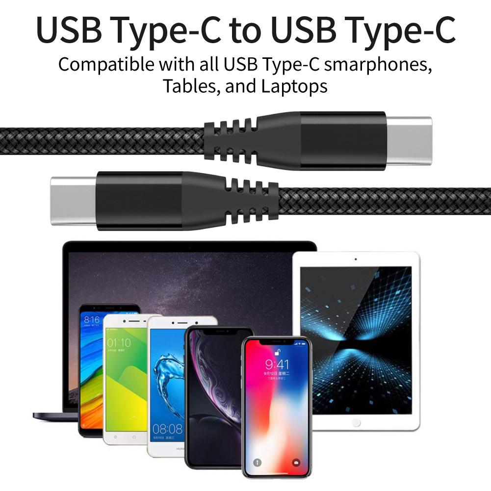 For iPhone 15 Series 1m Nylon Braided PD 60W Charging Cable Type-C to Type-C USB2.0 Data Cable for Cell Phones,Tablets,Laptops
