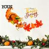 Self-adhesive Fall Decorations for Living Room Harvest Festival Wall Stickers Thanksgiving Autumn Decor, PVC Cornucopia Pumpkins And Maple