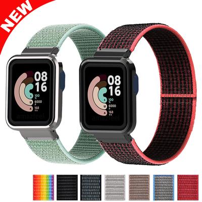Pulseiras de nylon para xiaomi mi watch lite, capa protetora de metal para redmi watch 2 lite/mi watch lite, faixa de para-choque