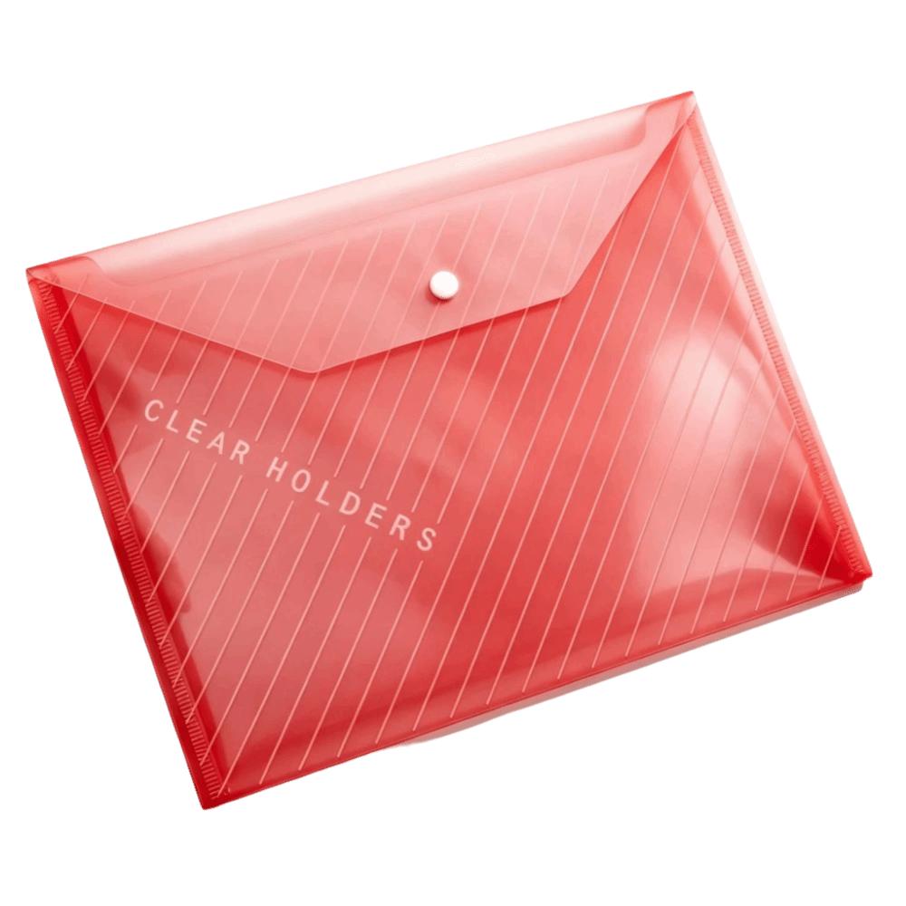 20 pcs Clear Plastic A4 File Folders PP Material Exam Paper Storage Bag Office Supplies красный