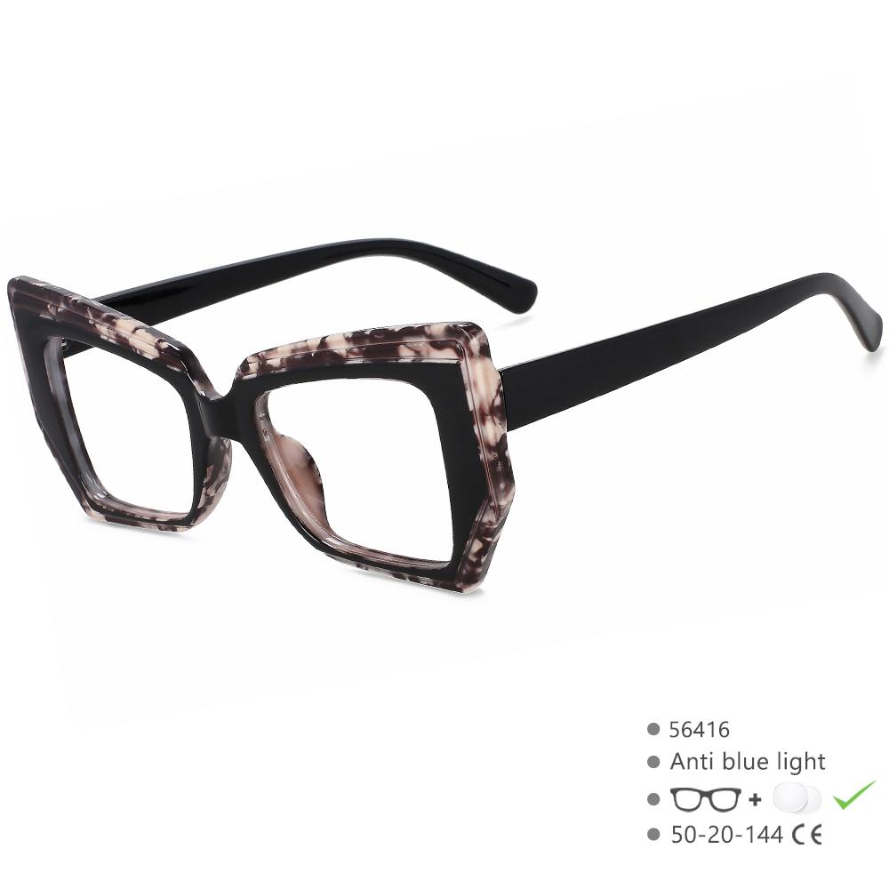 56416 Women Luxury Designer Color Stitching Eyeglasses for Ladies Anti Blue Light Blocking Glasses Frame Optical Frame
