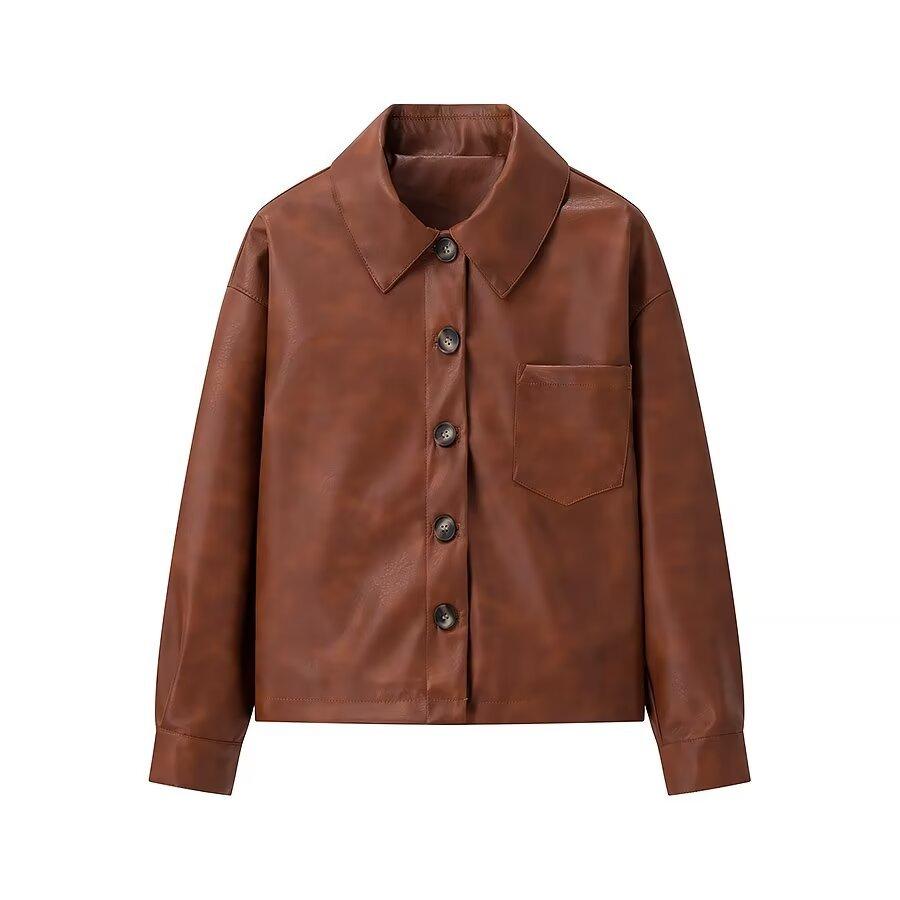 

Versatile Retro PU Leather Jacket for Women In Autumn and Winter S