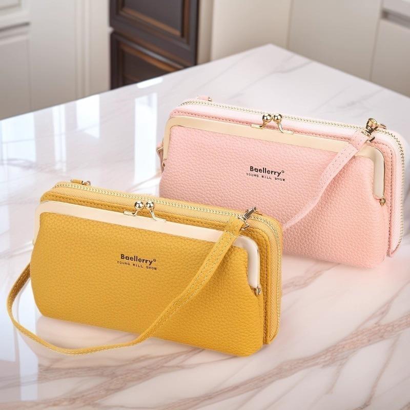 New women's wallet, lychee pattern, large-capacity multi-function horizontal zipper, high-end mobile phone bag.