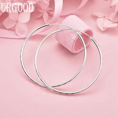 925 Sterling Silber Hochzeitsgeschenk 50mm Kreis Hängende Ohrringe Charmanter Schmuck
