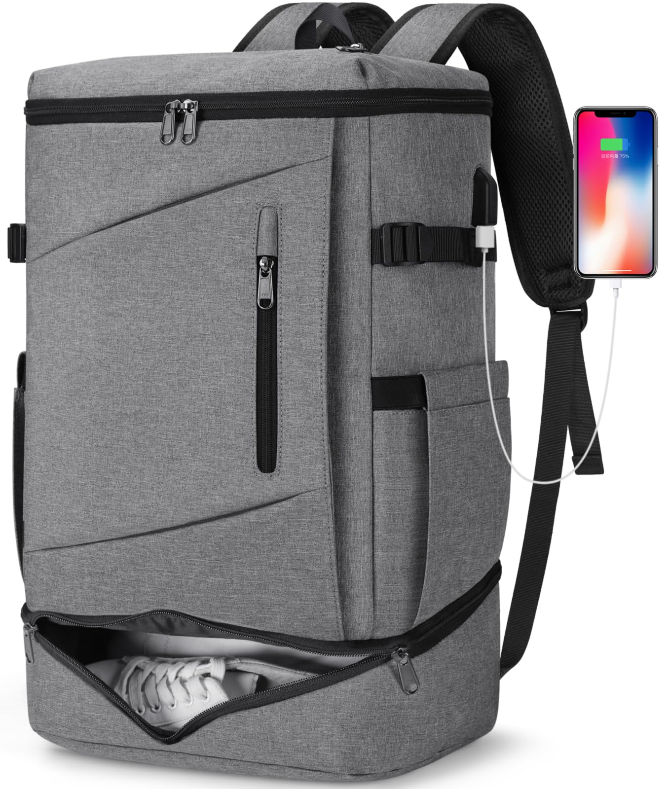 

Бизнес Большой YKK Square Shoe Water PC с USB зарядкой обед серый [RAINSMORE] рюкзак, мужской рюкзак, вместимость, молния, рюкзак, держатель,