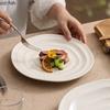 Keramikteller mit unregelmäßigem Faden, weiß, flacher Teller, Frühstücksteller, Dessertteller, Sushi-Teller, Hotel-Molekular-Food-Geschirr