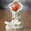 Halloween Funny Face Pumpkins Durable Resin Stackable Ornaments for Patio & Tabletop Halloween Decor