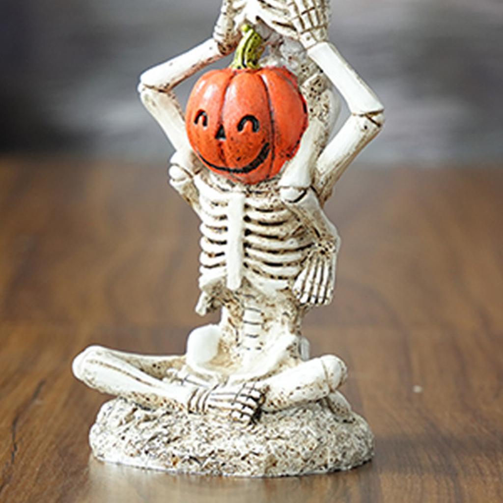 Halloween Funny Face Pumpkins Durable Resin Stackable Ornaments for Patio & Tabletop Halloween Decor