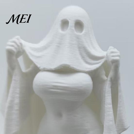 Draped Skirt Halloween Figure 3D Printed Ghost Bride Statue Ornament, Female Sculpture with Resin-like Craft Stable Base, Decorative Minimalist Spooky