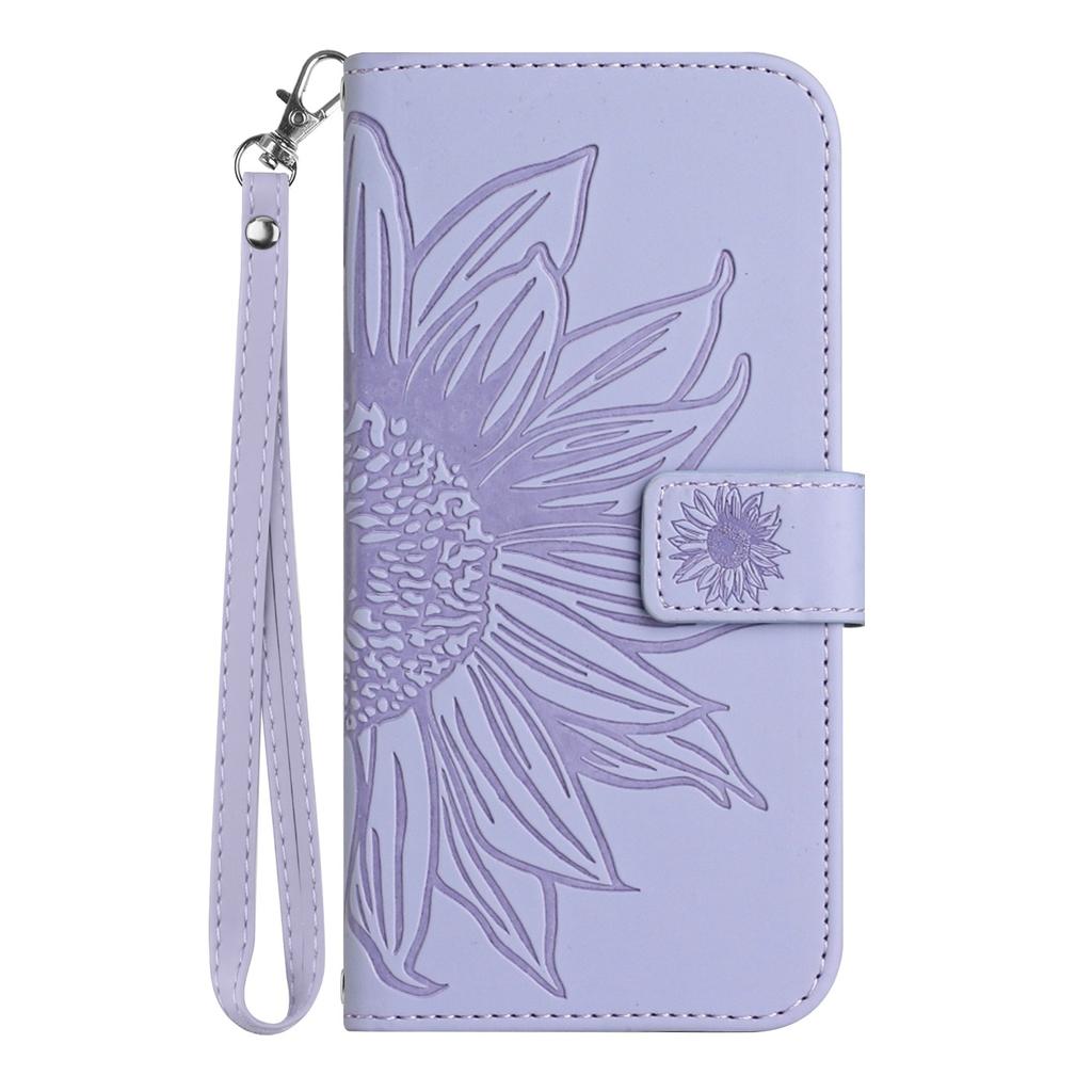Suitable for iPhone15 Leather Case 13Pro Frosted Sunflower Card Wallet Protective Case 14plus Oblique Span