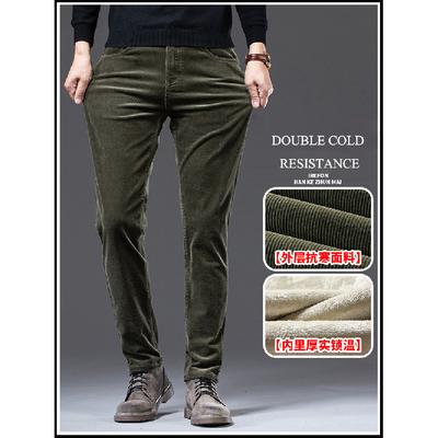2024 Autumn/Winter Men'S Corduroy Pants With Velvet Warm Strip Casual Pants Straight Leg Pants