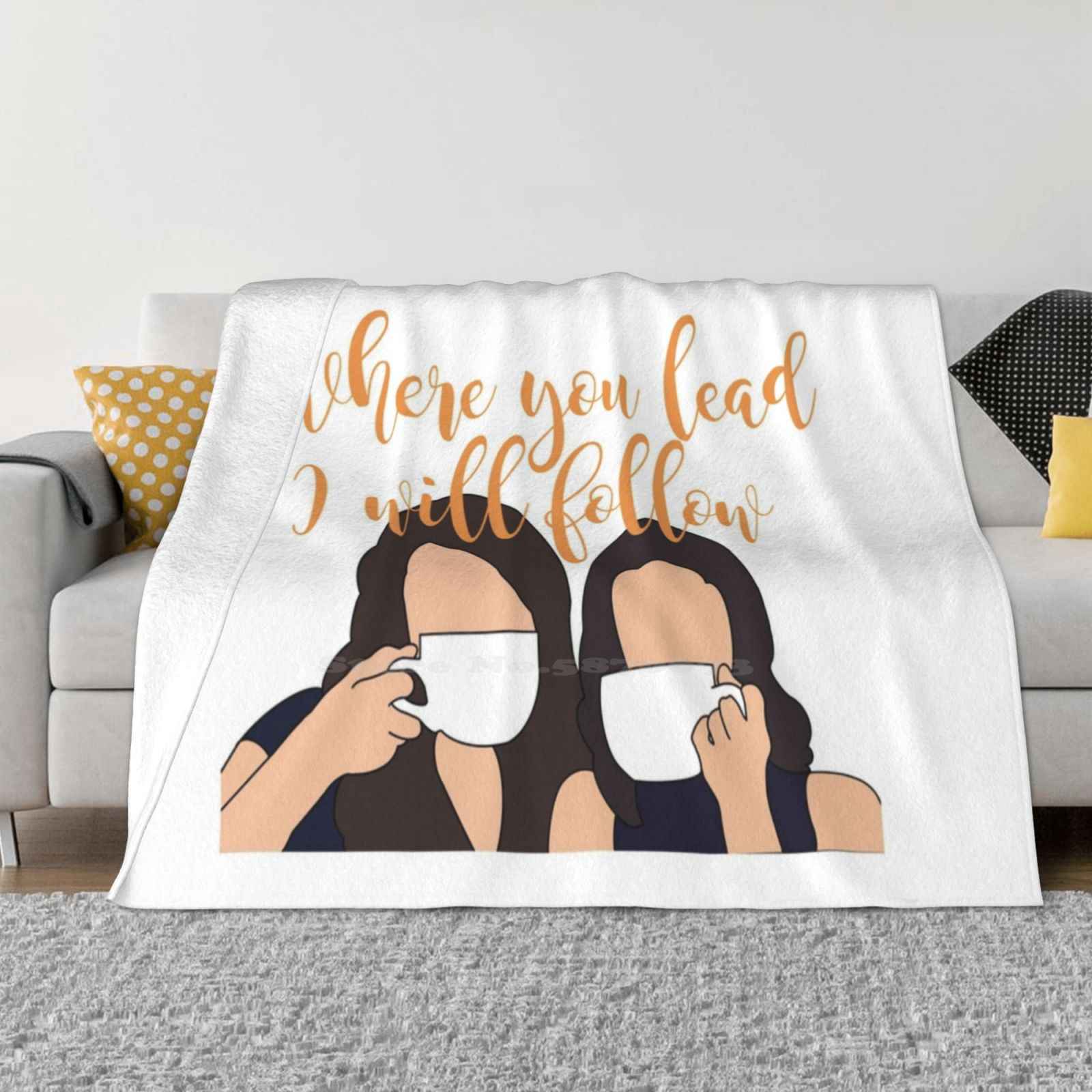 Where You Lead I Will Follow All Sizes Soft Cover Blanket Home Decor Bedding Girls Where You Lead Coffee Lorelai Rory Cups Year 30x40in