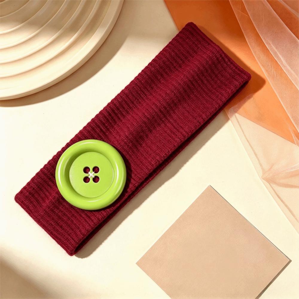 Elastic Button Headband Ribbed Knit Knit Turban Band New Head Wrap Daily Wear