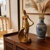 Creative Gilded Girl Resin Sculpture, Light Luxury Nordic Modern Abstract Statue, Living Room Entryway Home Decor Art Ornament