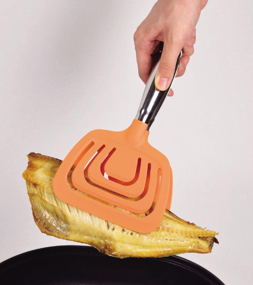 Pearl Metal Fish Tongs Orange Frying Pan Attachment Tool Made In Japan C-8427
