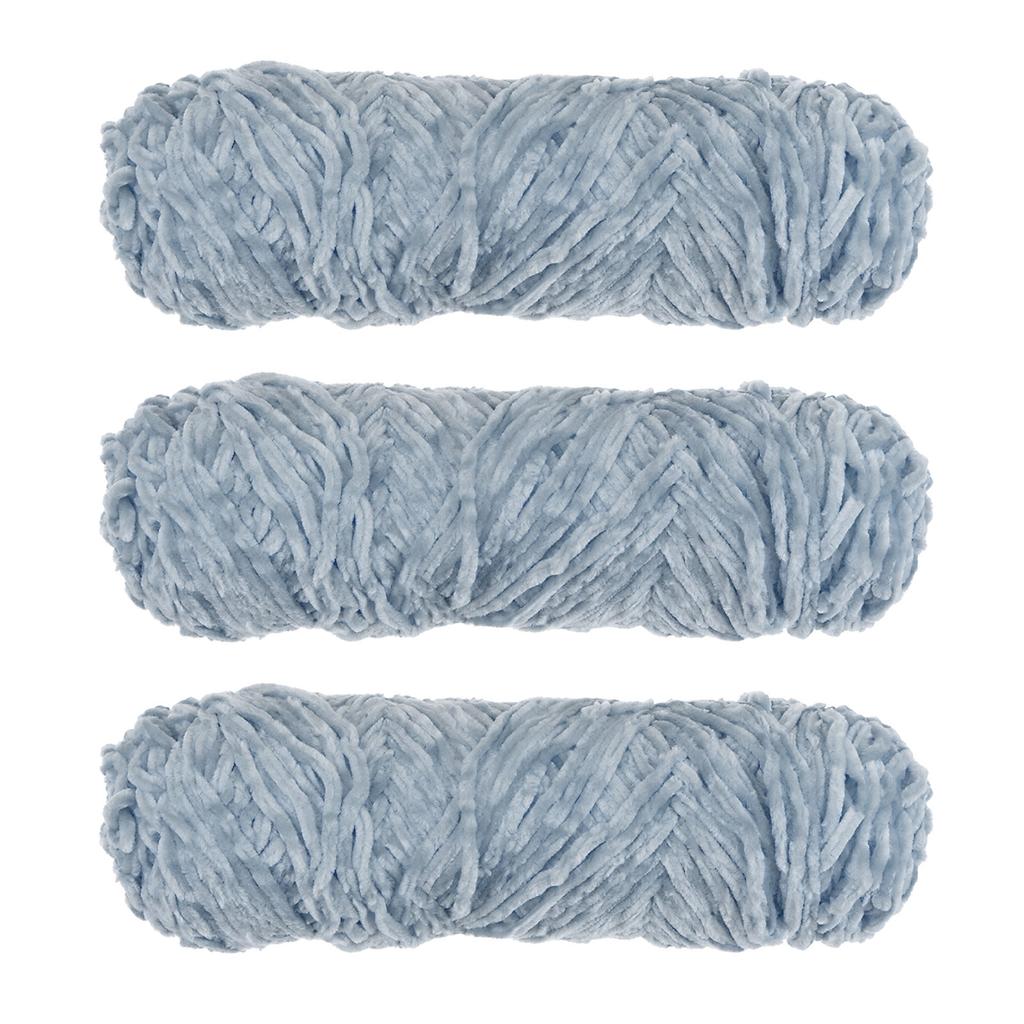 3 Skeins Chenille Yarn Soft Blanket Yarn Polyester Velvet Fancy Fluffy Yarn Knitting for Crochet Weaving Scarf, White