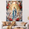 "Virgin Mary with Angels and Roses" Patterned Tapestry Home Decor, Suitable for Bedroom and Living Room, Gift
