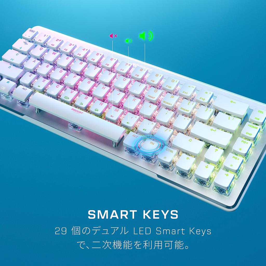 ROCCAT Vulcan II Mini Air Gaming Japanese Layout Mini Headlight Optical Linear Customizable Onboard Profile Japanese Keyboard, (JIS), Wireless,