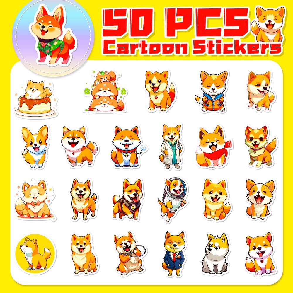 10/50pcs Cute Funny Dog Stickers Shiba Inu Sticker Shiba Graffiti Stickers for DIY Luggage Laptop Skateboard Motorcycle Bicycle Stickers